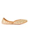 Azora_Beige Mirror Sheesh Embroidered Juttis _Online_at_Aza_Fashions