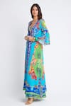 Zariaah_Blue Viscose Silk Marine Printed Cape Open Skirt Set  _Online_at_Aza_Fashions