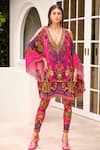 Buy_Zariaah_Purple Viscose Silk And Spandex Printed Sapphire Kaftan Tunic With Leggings _at_Aza_Fashions