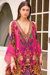 Zariaah_Purple Viscose Silk And Spandex Printed Sapphire Kaftan Tunic With Leggings _Online_at_Aza_Fashions