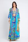 Buy_Zariaah_Blue Viscose Silk Marine Printed Cape Open Skirt Set  _at_Aza_Fashions