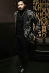 Buy_Rohit Gandhi + Rahul Khanna_Black Wool, Crepe Embroidery Interstellar Metal Embellished Tuxedo And Pant Set _at_Aza_Fashions