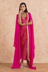 Buy_Palak & Mehak_Pink Dress Cotton Printed Bandhani Tunic Scoop Neck With Cape _at_Aza_Fashions