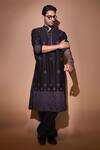 Buy_Wabi Sabi By Anshum-Ritesh_Black Chanderi Embroidery Aztec Dori Kurta Set _at_Aza_Fashions