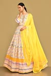 Buy_Samyukta Singhania_Off White Anarkali Dola Silk Printed Round Floral With Dupatta _at_Aza_Fashions