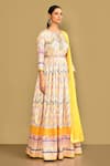 Shop_Samyukta Singhania_Off White Anarkali Dola Silk Printed Round Floral With Dupatta _Online_at_Aza_Fashions