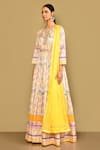 Samyukta Singhania_Off White Anarkali Dola Silk Printed Round Floral With Dupatta _at_Aza_Fashions