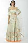 Buy_Neha Mehta Couture_White Lucknowi Sweetheart Neck Bridal Lehenga Set _at_Aza_Fashions