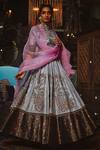 Shop House Of Three Blue Dupion Silk, Dupatta Organza Round Afeen Bridal Lehenga Set at Aza Fashions Shop_House Of Three_Blue Dupion Silk, Dupatta Organza Round Afeen Bridal Lehenga Set _at_Aza_Fashions