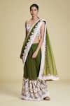 Buy Cherie D Green Silk, Tulle, Satin Round Embroidered Saree With Blouse at Aza Fashions Buy_Cherie D_Green Silk, Tulle, Satin Round Embroidered Saree With Blouse _at_Aza_Fashions