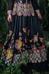 Chandrima_Black Chanderi Florence Beads Applique Layered Lehenga _Online_at_Aza_Fashions