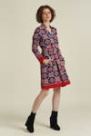 Buy_Indigo Dreams_Red 100% Cotton Woven Telia Rumal Geometric Royale Xxxiii Dress 