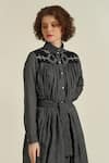 Indigo Dreams_Black 100% Cotton Handwoven Checkered And Geometric Royale Xli Shirt _Online_at_Aza_Fashions