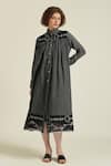 Indigo Dreams_Black 100% Cotton Handwoven Checkered And Geometric Royale Xli Shirt _at_Aza_Fashions