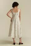Shop_Indigo Dreams_Ivory Cotton Round Neck Royale Xlii Jamdani Woven Dress _at_Aza_Fashions