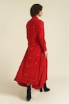 Shop_Indigo Dreams_Red 100% Cotton Handwoven Jamdani Dress U Royale Ix With Jacket  _at_Aza_Fashions