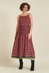 Buy_Indigo Dreams_Red 100% Cotton Woven Checks Square Royale Xv Dress _at_Aza_Fashions