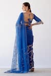 Devnaagri_Blue Silk Organza And Chanderi Embroidered Sequin Saree With Blouse For Women_Online_at_Aza_Fashions
