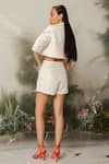 The Iaso_Off White Mesh Jacquard Lining Mai Pattern Jacket And Shorts Set _Online_at_Aza_Fashions