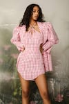 THE IASO_Pink  Lining Cambric Zale Oversized Jacket _Online_at_Aza_Fashions