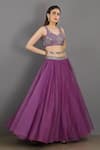 Asaga Purple Organza, Satin, Linen Sweetheart Neck Embroidered Lehenga Set at Aza Fashions Asaga_Purple Organza, Satin, Linen Sweetheart Neck Embroidered Lehenga Set _at_Aza_Fashions