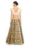 Shop Rocky Star Yellow Organza And Net Floral Patchwork V Neck Godet Lehenga With Ruffle Top at Aza Fashions Shop_Rocky Star_Yellow Organza And Net Floral Patchwork V Neck Godet Lehenga With Ruffle Top_at_Aza_Fashions