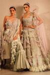 Buy_Eeksha_Green Silk Organza, Net Pearls, Isa Bel 3d Tulip Embroidered Lehenga Set _Online_at_Aza_Fashions