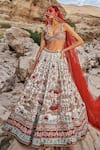 Buy_EEKSHA_Ivory Chanderi Silk Embroidered Pearl Elara Pichwai Lehenga Set _at_Aza_Fashions