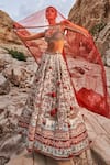 Shop_EEKSHA_Ivory Chanderi Silk Embroidered Pearl Elara Pichwai Lehenga Set _at_Aza_Fashions