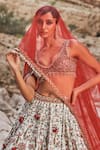 EEKSHA_Ivory Chanderi Silk Embroidered Pearl Elara Pichwai Lehenga Set _Online_at_Aza_Fashions