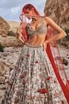 Shop_EEKSHA_Ivory Chanderi Silk Embroidered Pearl Elara Pichwai Lehenga Set _Online_at_Aza_Fashions