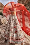 EEKSHA_Ivory Chanderi Silk Embroidered Pearl Elara Pichwai Lehenga Set _at_Aza_Fashions