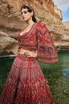 Buy_Eeksha_Red Silk, Tulle Pearls, Elara French Floral Embroidered Lehenga Power Jacket Set _Online_at_Aza_Fashions