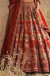 Shop_Eeksha_Red Organza, Rayon, Elara Pichwai Floral Embroidered Lehenga Set _Online_at_Aza_Fashions