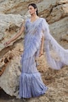 Buy_EEKSHA_Purple Tulle Embroidery New Age Sequin Lehenga Saree With Blouse _at_Aza_Fashions