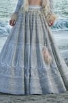 EEKSHA_Ivory Tulle Embroidered Pearl Jacket Open New Age Sequin Lehenga Set _at_Aza_Fashions