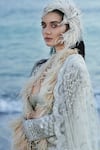 Buy_EEKSHA_Ivory Tulle Embroidered Pearl Jacket Open New Age Sequin Lehenga Set 