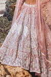 EEKSHA_Pink Net New Age Floral Sequin Lehenga Withy Winged Bustier _at_Aza_Fashions