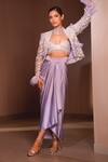 Buy_EEKSHA_Purple Skirt Pure Lycra Rafah Patra Mirrorwork Power Draped Set _at_Aza_Fashions