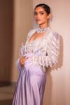 EEKSHA_Purple Skirt Pure Lycra Rafah Patra Mirrorwork Power Draped Set _Online_at_Aza_Fashions