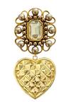 Shop Radhika Agrawal Jewels Gold Plated Crystal Filigree Heart Danglers at Aza Fashions Shop_Radhika Agrawal Jewels_Gold Plated Crystal Filigree Heart Danglers _at_Aza_Fashions