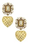 Buy Radhika Agrawal Jewels Gold Plated Crystal Filigree Heart Danglers at Aza Fashions Buy_Radhika Agrawal Jewels_Gold Plated Crystal Filigree Heart Danglers _at_Aza_Fashions