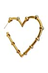 Shop_Radhika Agrawal Jewels_Gold Plated Pearl Bead Heart Hoops _at_Aza_Fashions