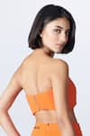 Shop_S&N by Shantnu Nikhil_Orange Delta Crepe Embroidered Thread Patch Work Round Solid Placement Bustier _at_Aza_Fashions