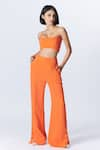 S&N by Shantnu Nikhil_Orange Delta Crepe Embroidered Thread Patch Work Round Solid Placement Bustier _at_Aza_Fashions