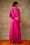 The Aarya_Pink Viscose, Chanderi, Organza Sequins, Paisley Yoke Kurta Palazzo Set _Online_at_Aza_Fashions