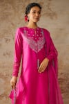 Buy_The Aarya_Pink Viscose, Chanderi, Organza Sequins, Paisley Yoke Kurta Palazzo Set _Online_at_Aza_Fashions
