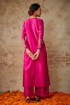 Shop_The Aarya_Pink Viscose, Chanderi, Organza Beads, Glass Placement Embroidered Kurta Set _at_Aza_Fashions