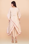 Shop_Jajobaa_Beige Assam Silk Woven V Neck Asymmetric Kurta And Dhoti Pant Set _at_Aza_Fashions