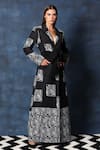 Buy_Swatee Singh_Black Crepe Applique Collared Long Overcoat Jacket _Online_at_Aza_Fashions
